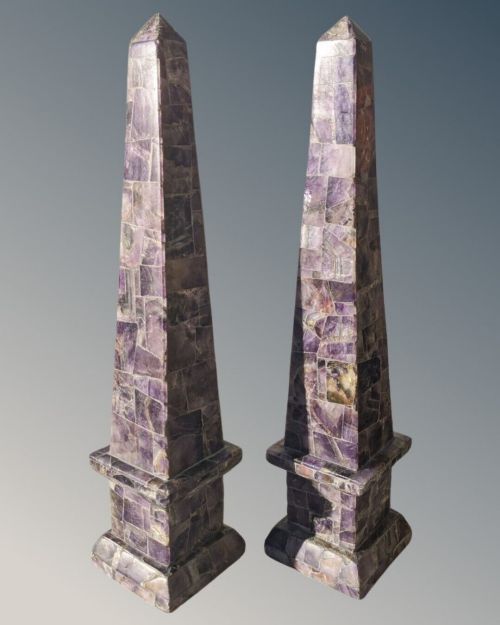Imposing Pair Antique Amethyst Obelisks Grand Tour
