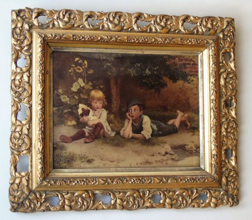Antique Crystoleum Painting