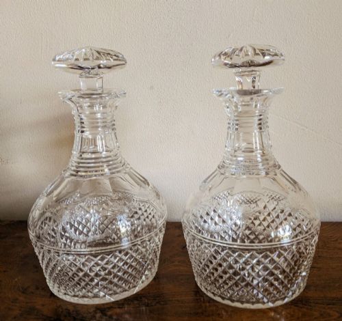 Pair Early 19th Century Mallet Decanters