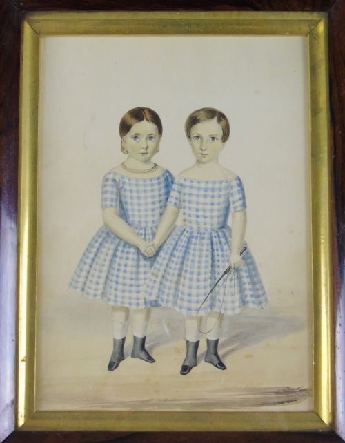 fig 1. Early 19th Century Watercolour Portrait Twins