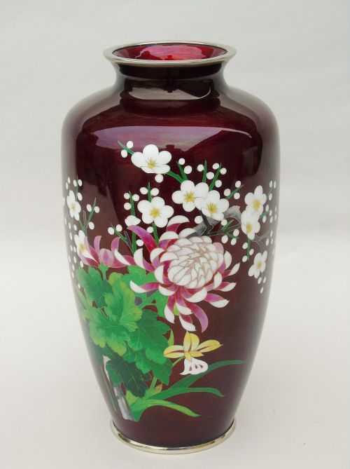 Good Large Akasuke Ginbari Cloisonne Vase