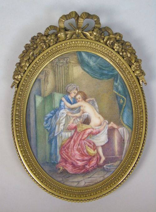 Beautiful Miniature Painting Bathtime After Boucher