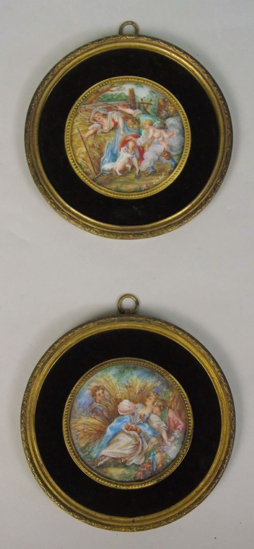 Good Pair of Miniature Paintings After Boucher