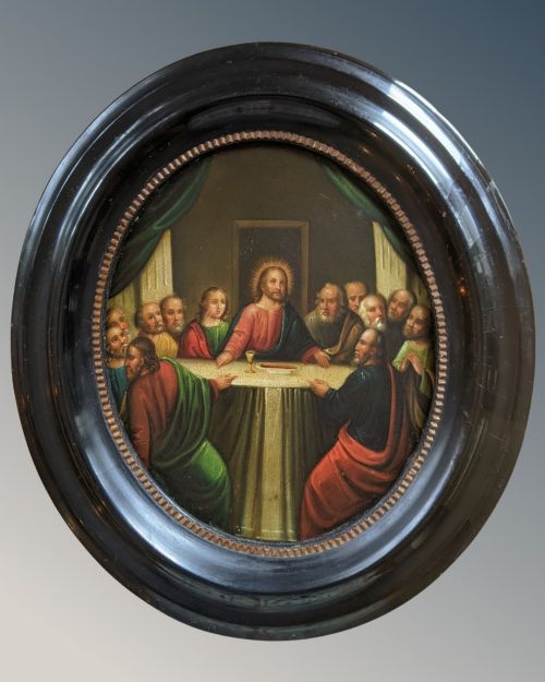 18th Century Russian Oil Painting Christ At The Last Supper