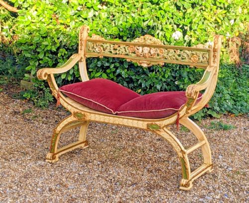 Antique Savonarola Sofa Bench