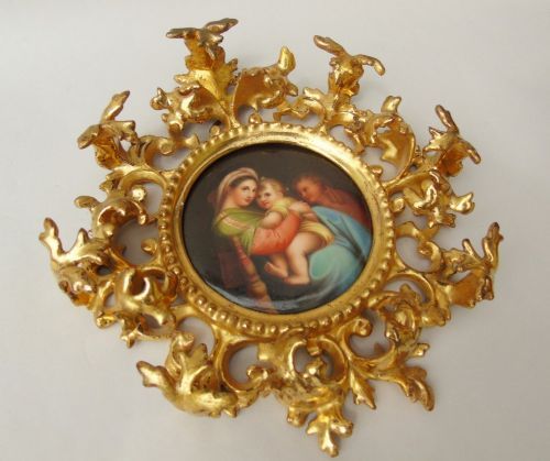 Outstanding 19th Century Florentine Porcelain Plaque Madonna Portrait