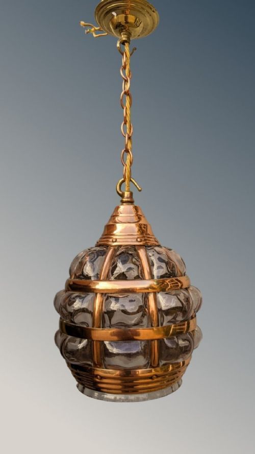 fig 1. Antique Arts & Crafts Copper Lantern Pendant Light