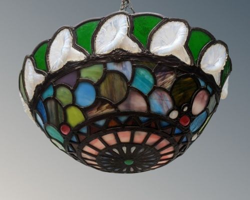 GOOD ANTIQUE TIFFANY STYLE CEILING LIGHT