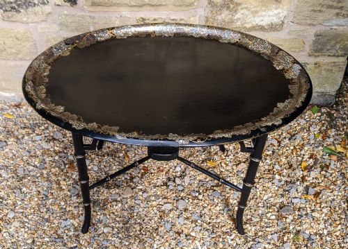 
Elegant Victorian Papier Mache Tray On Stand
