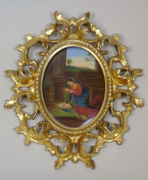 Italian Porcelain Plaque Madonna and Child