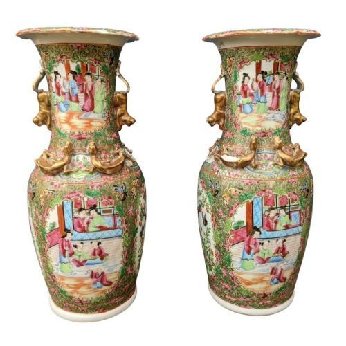 fig 1. Good Large Pair of Chinese Famille Rose Vases