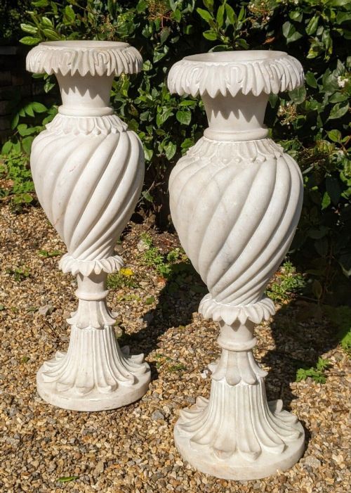 Imposing Pair of Country House Alabaster Urns