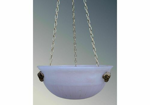 ANTIQUE GLASS BRONZE RAMS HEAD LIGHT SHADE