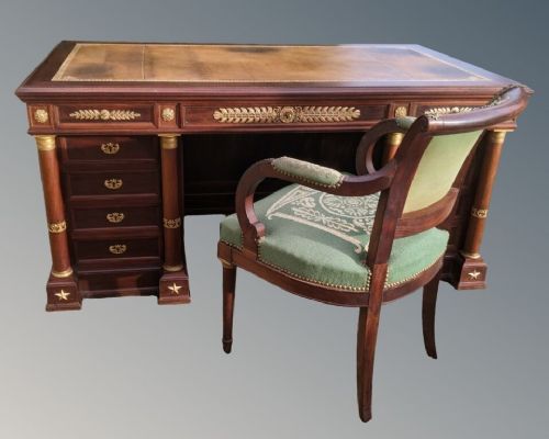 fig 2. Quality Antique French Empire Desk & Matching Chair