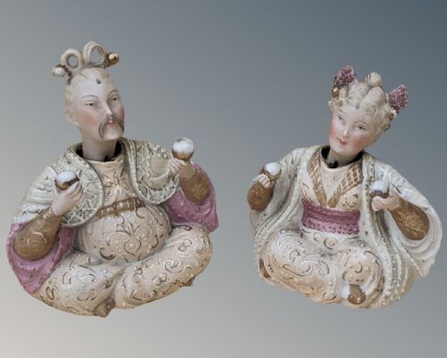 Pair of Antique Chinese ‘Nodding Head' Porcelain Figures