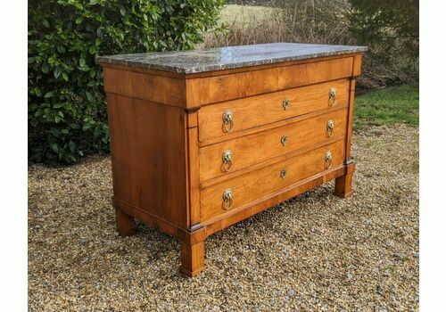 fig 1. Antique French Walnut Commode Marble Top