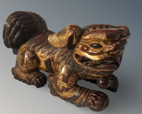 Antique Chinese Lion Dog Gilt Wood