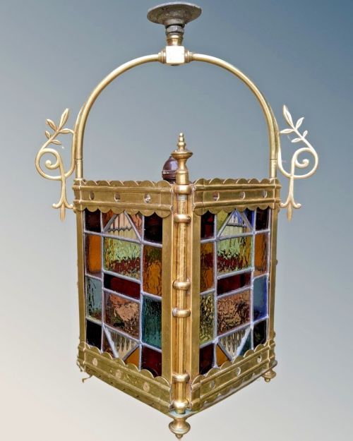 Good Victorian Stained Glass Hall Light Aesthetic Period