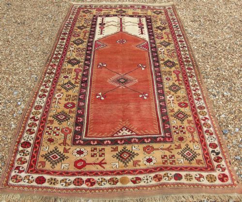 ANTIQUE MELAS PRAYER RUG - ADDITIONAL PHOTO 3