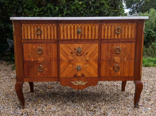 Early 20th Century Tulipwood Parquetry Commode Chest