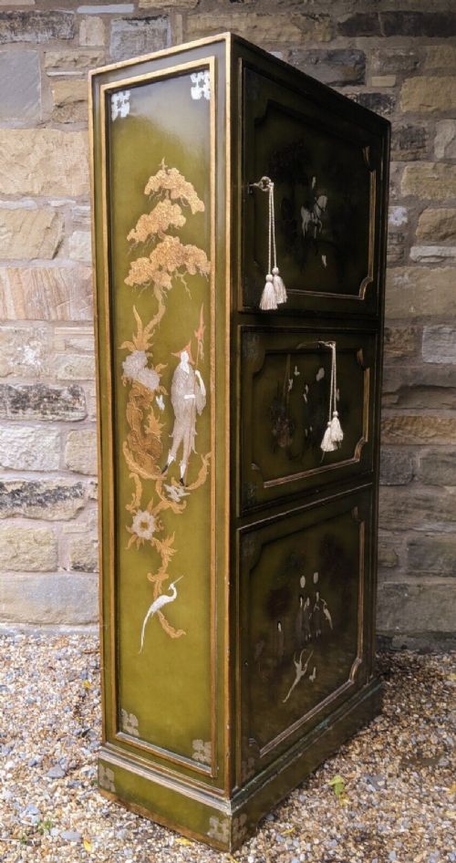 fig 1. Silver Inlaid Chinese Chinoiserie Cocktail Cabinet