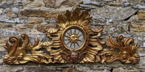 Rare Hispanic Baroque Carved Giltwood Crest