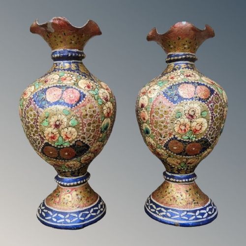 Pair Antique Kashmiri Vases