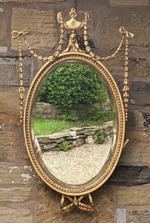 Regency Revival Adam Style Oval Gilt Mirror