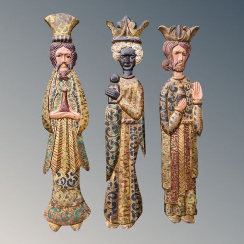 Antique Giltwood Wall Plaques 3 Kings