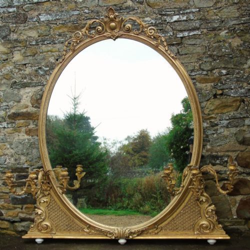 fig 1. 19th Century Gilt Oval Overmantel Mirror
