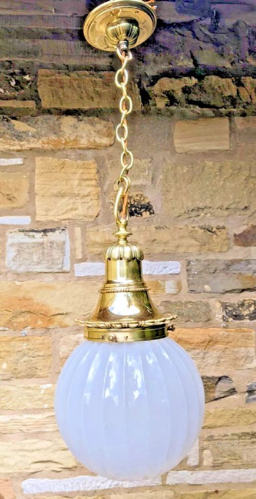 fig 1. Large Moonstone Opaline Glass Globe Light Jefferson Style