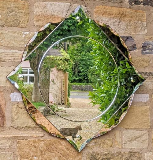 fig 1. Art Deco Peach Glass Circular Mirror