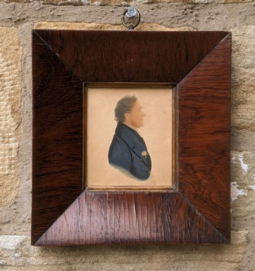 Georgian Miniature Portrait Watercolour in Rosewood Frame