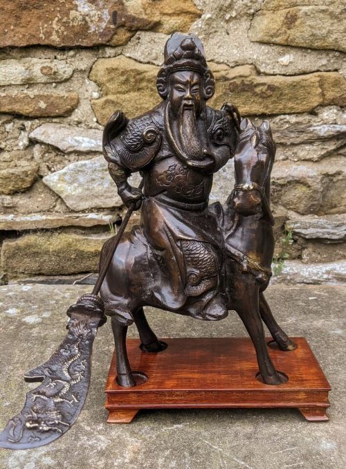 Chinese Bronze Warrior with Kwan Dao 