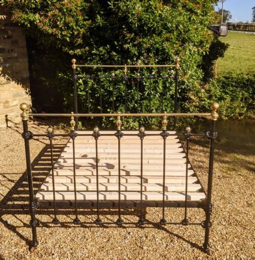 fig 1. Antique Cast Iron And Brass Double Bed