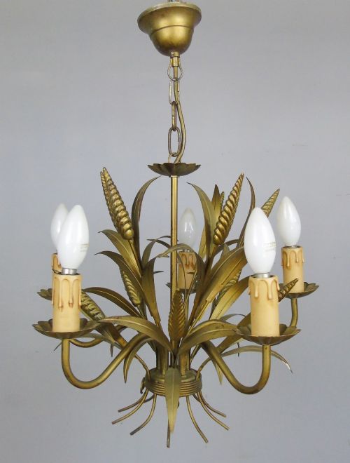 Antique French Gilt Wheatsheaf Ceiling Light