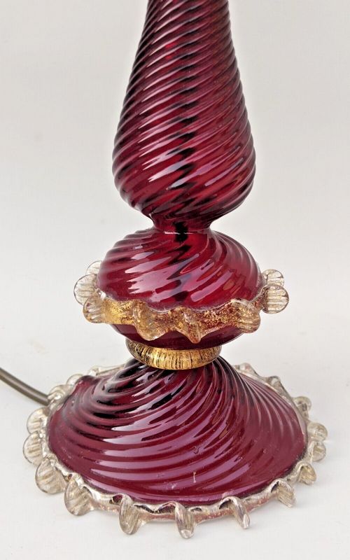 fig 1. Rare Pair of Murano Glass Lamps With Original Shades