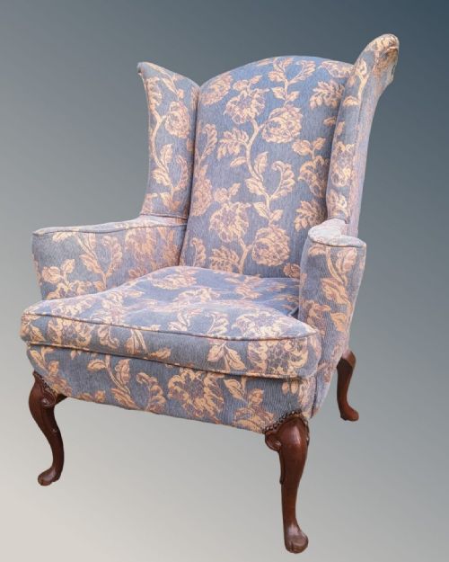 fig 1. Good Near Pair of Georgian Style Wing Armchairs