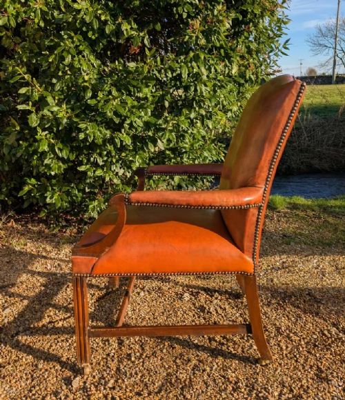 fig 1. Antique Gainsborough Leather Library Armchair