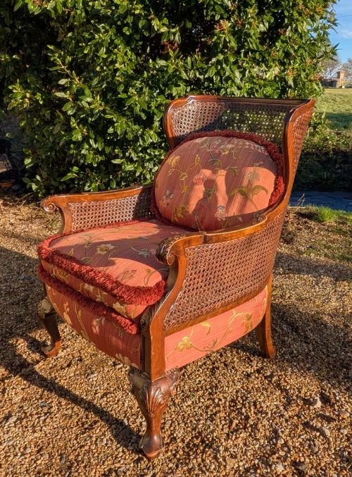 fig 2. Antique Bergere Armchair Feather Filled