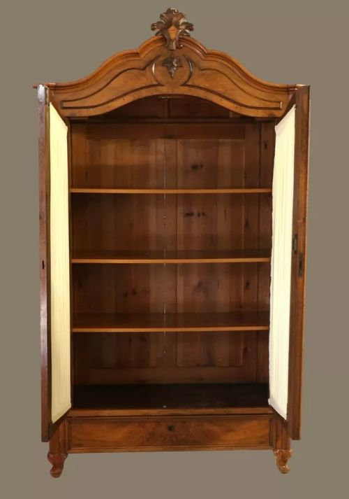 fig 1. Petite Antique French Armoire Carved Walnut