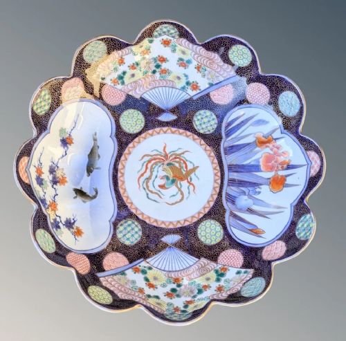 Antique Japanese Fukagawa Seiji Porcelain Dish
