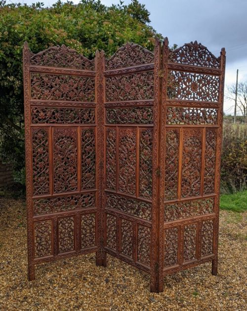 fig 1. Antique Anglo Indian Hand Carved Hardwood Screen