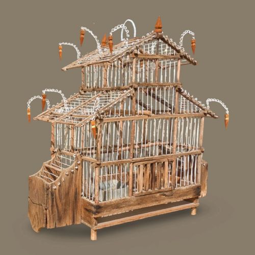 Pretty Antique Timber & Wirework Birdcage