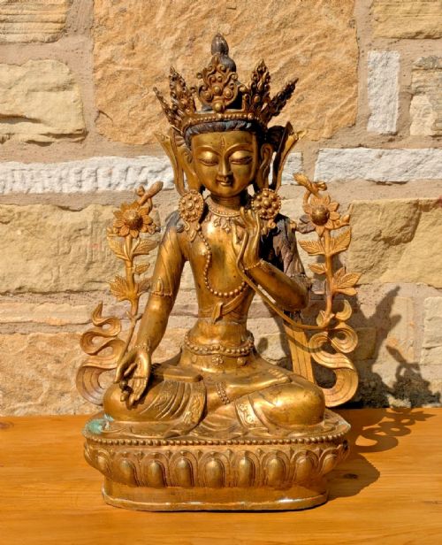 Tibetan Bronze Buddha Tara on Lotus Plinth