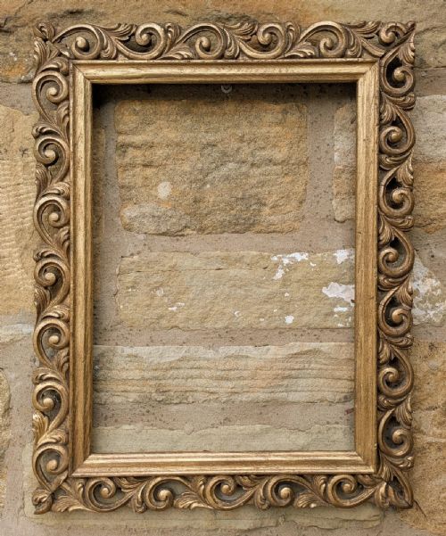 Antique Florentine Carved Wood Gilt Picture Frame No 1