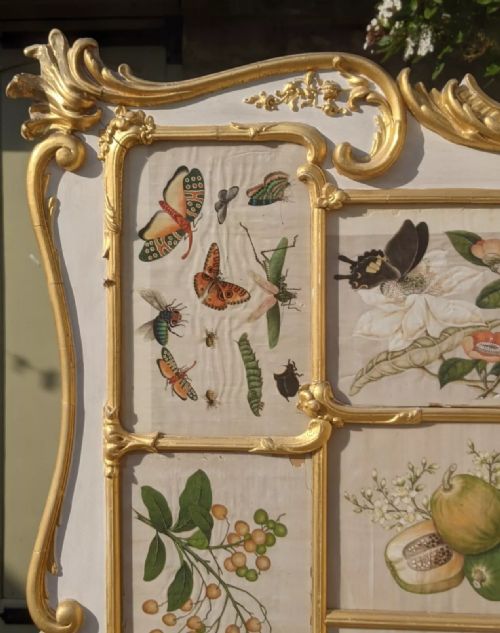 fig 1. Superb Hand Painted Gilt Wood Dressing Screen With Chinese Paintings