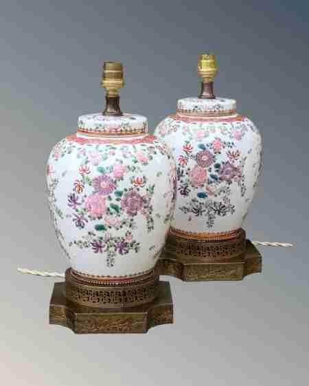 Good Pair of Samson Chinese Famille Rose Lamps