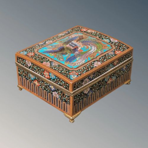 Antique Chinese Cloisonne Bronze Lidded Box