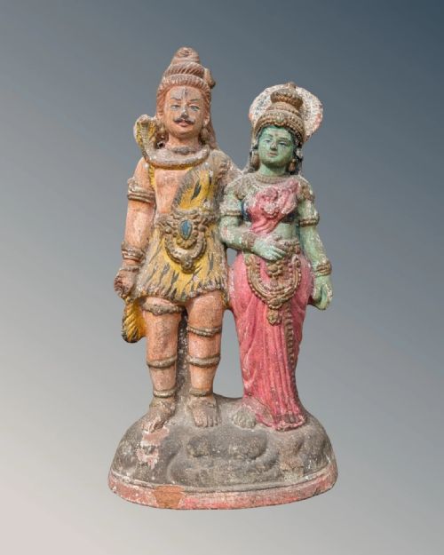 Antique Indian Terracotta Figures Shiva and Pavatti